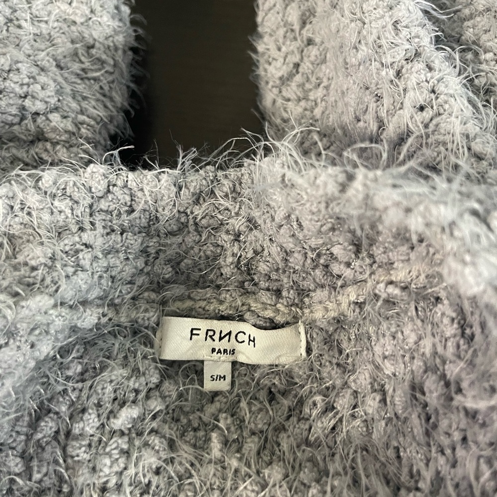 FRNCH Paris NWT Women's 3/4 Sleeve Solid Eyelash Oversized Cardigan Gray S/M - Picture 11 of 11